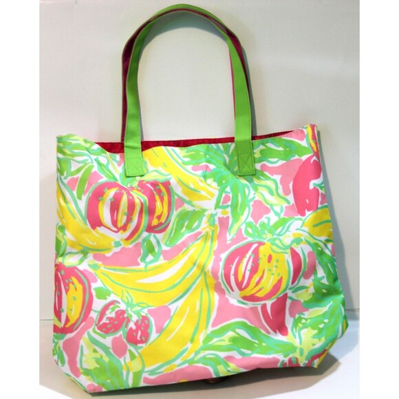 Lilly Pulitzer Estee Lauder Banana Print Carryall Tote Bag Vibrant Summer Floral - Picture 4 of 10